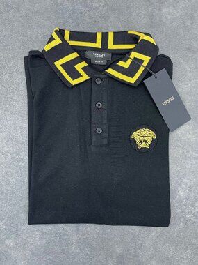 Versace Men’s Black Medusa Polo Shirt Tailor Fit- Size XL